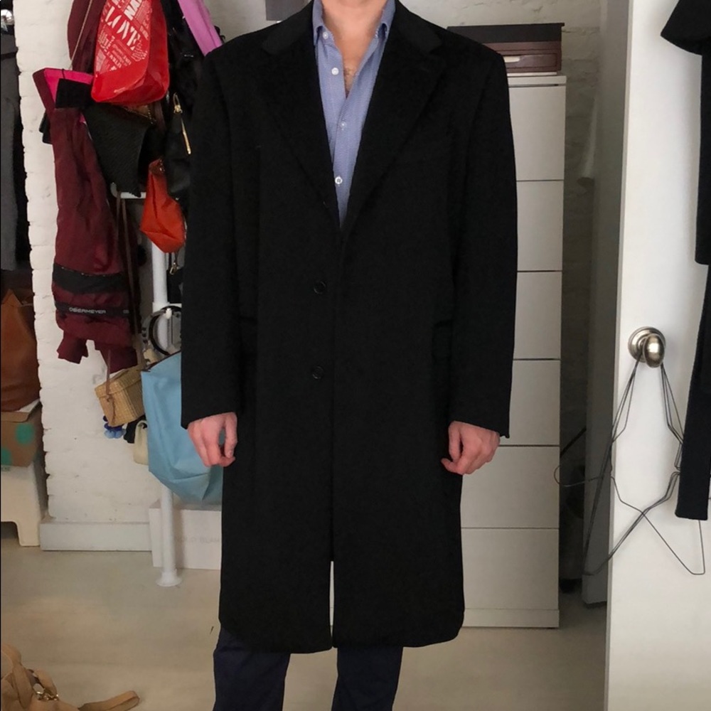 Canali Men’s Wool-Cashmere Overcoat, black (US 48)